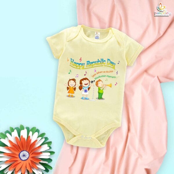 My First Republic Day Romper | Saare Jahan Se Accha Hindustan Hamara Baby Bodysuit | Happy Republic Day Outfit for Boys & Girls – Babywish - Image 2