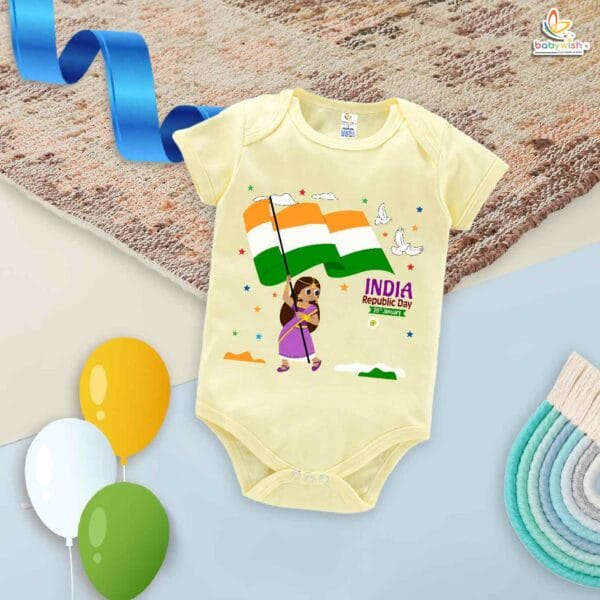 My First Republic Day Romper | INDIA Republic Day Bodysuit for Babies | 26th January Outfit for Infants | Republic Day Baby Clothes | Babywish - Image 2