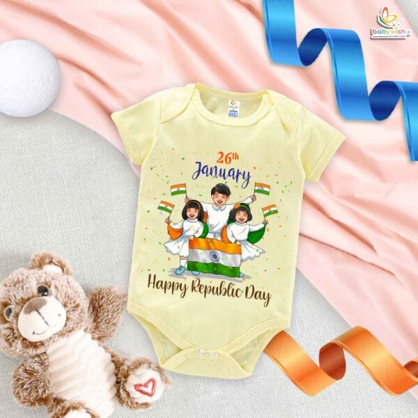 My First Republic Day Romper | 26th January Happy Republic Day Bodysuit | Group Dance Baby Outfit | Patriotic Baby Clothes | Babywish - Image 2