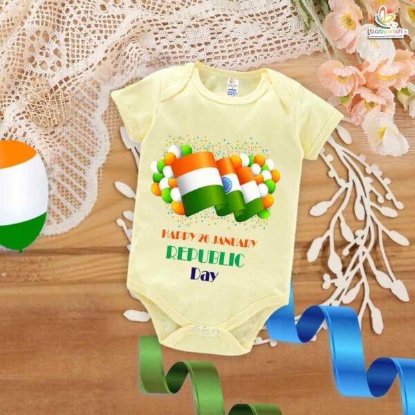 My First Republic Day Romper | Happy 26th January Bodysuit for Babies | Republic Day Outfit for Infants | Patriotic Baby Clothes | Babywish - Image 2