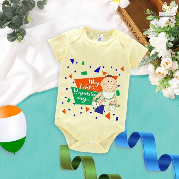 My First Republic Day Romper | Baby Print Bodysuit for 26th January | Republic Day Outfit for Infants & Toddlers | Patriotic Baby Clothes | Babywish - Image 2