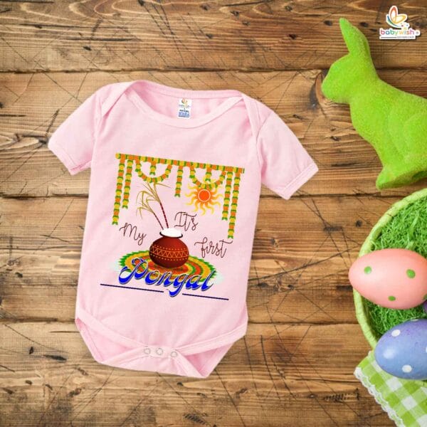 My First Pongal Baby Romper – Adorable "My 1st Pongal" Bodysuit for Newborns & Infants | Festive Pongal Outfit for Boys & Girls – Babywish - Image 3