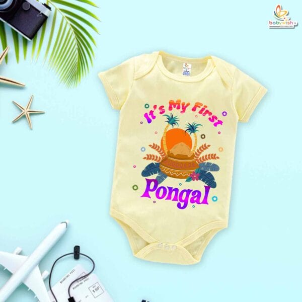 Sunrise in Pongal My First Pongal Romper – Cute Newborn & Infant Bodysuit for Pongal Celebration | Baby Pongal Outfit for Boys & Girls – Babywish - Image 2