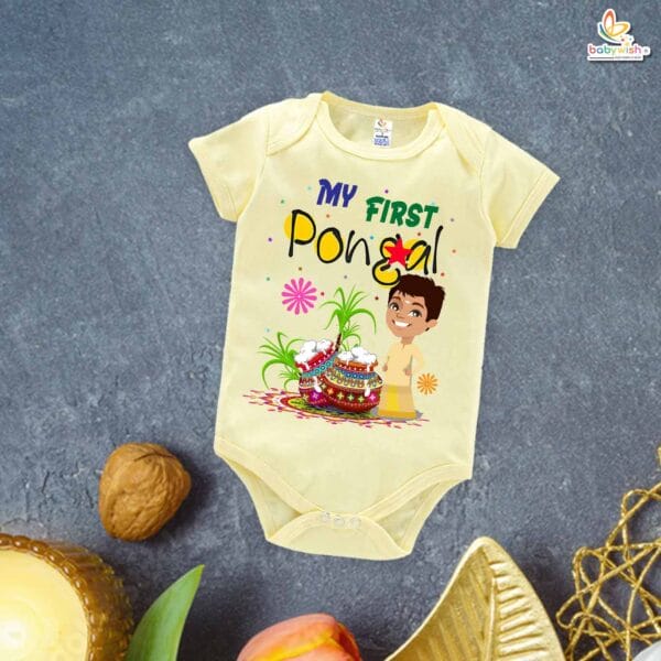 First Pongal My First Pongal Romper – Cute Newborn & Infant Bodysuit for Pongal Celebration | Baby Pongal Outfit for Boys & Girls – Babywish - Image 2