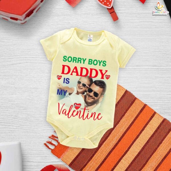 Sorry Boys, Daddy’s Mine Valentine’s Day Baby Romper – My First Valentine’s Day Bodysuit for Infant & Newborn Girls | Cute Baby Girl Valentine Outfit – Babywish - Image 2