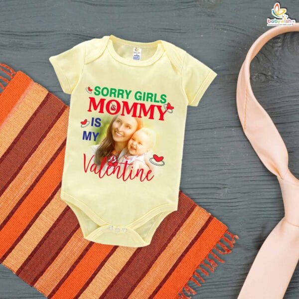 Sorry Girls, Mommy’s Mine Baby Boy Romper – My First Valentine’s Day Bodysuit for Newborn & Infant Boys | Cute Valentine’s Day Baby Outfit – Babywish - Image 2