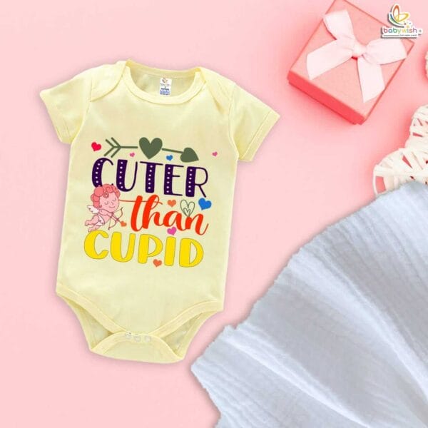 Cuter Than Cupid Baby Romper – My First Valentine’s Day Bodysuit for Newborn & Infant Girls or Boys | Adorable Valentine’s Day Baby Outfit – Babywish - Image 2