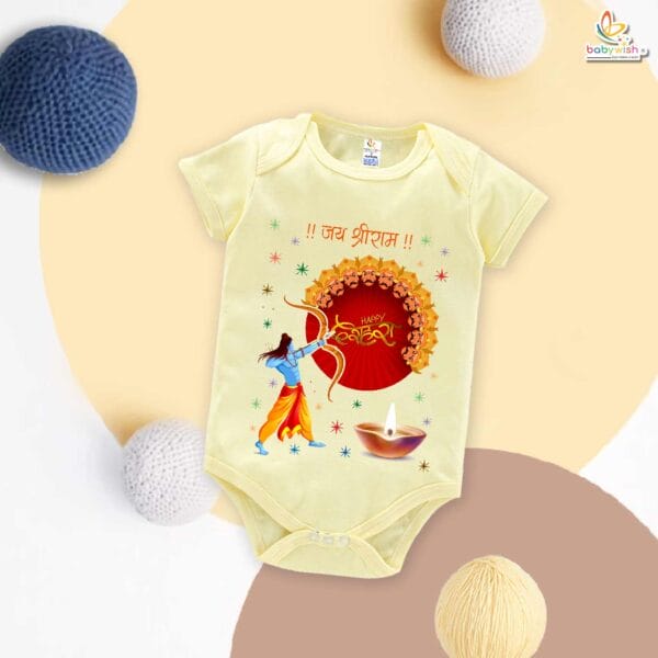 Babywish Baby Navratri Romper Bodysuit My First Dussehra Hare Rama Hare krishna - Image 2