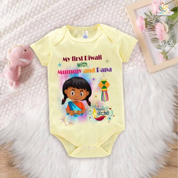 Babywish Baby Diwali Romper Bodysuit My First Diwali My First Diwali Festival - Image 2