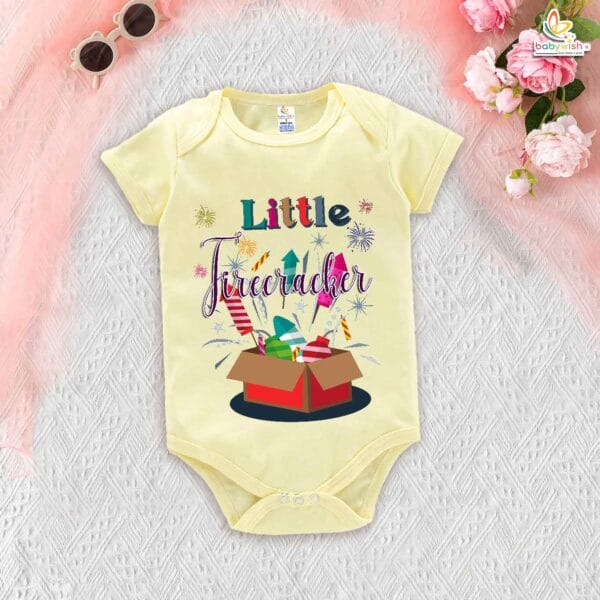 Babywish Baby Diwali Romper Bodysuit My First Diwali Little Firecracker - Image 2