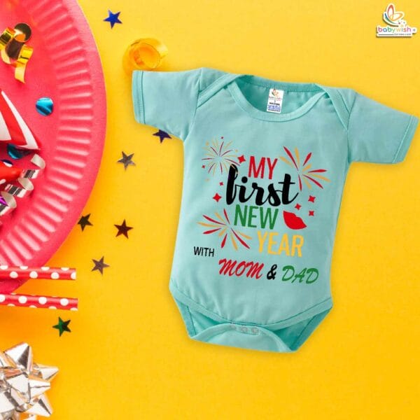 Babywish New Year Romper Clothes My First New Year Bodysuits My First New Year with Mom & Dad - Image 2