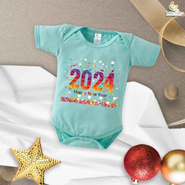 Babywish New Year Romper Clothes My First New Year Bodysuits 2024 Happy New Year Balloon Lamp Print - Image 2