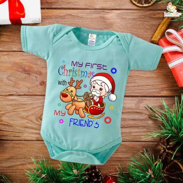 Babywish Christmas Romper Clothes My First Merry Christmas Bodysuits My First Christmas With my Friends - Image 2