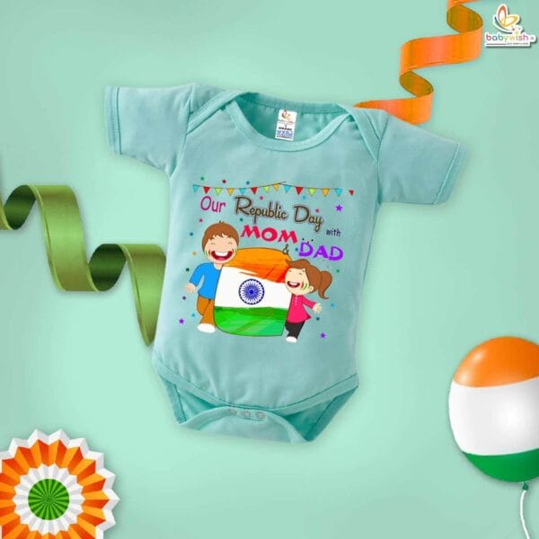 Babywish Republic Day Romper Clothes My First Republic Day Bodysuits Our Republic Day With Mom & Dad - Image 4