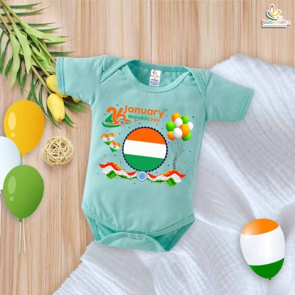 My First Republic Day Romper | 26th January Republic Day Heart Print Baby Bodysuit | Patriotic Outfit for Boys & Girls – Babywish - Image 4