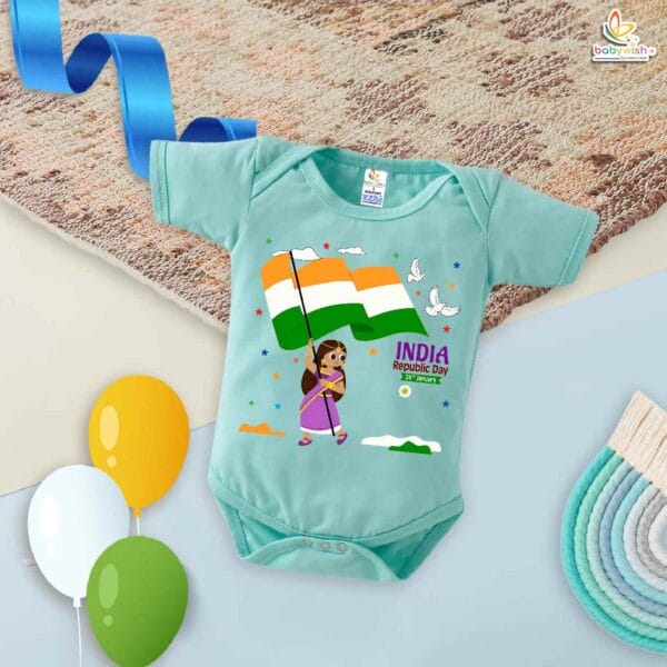 My First Republic Day Romper | INDIA Republic Day Bodysuit for Babies | 26th January Outfit for Infants | Republic Day Baby Clothes | Babywish - Image 4