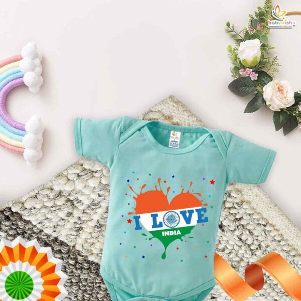 My First Republic Day Romper | I LOVE INDIA Bodysuit for Babies | 26th January Republic Day Outfit | Patriotic Baby Clothes | Babywish - Image 4