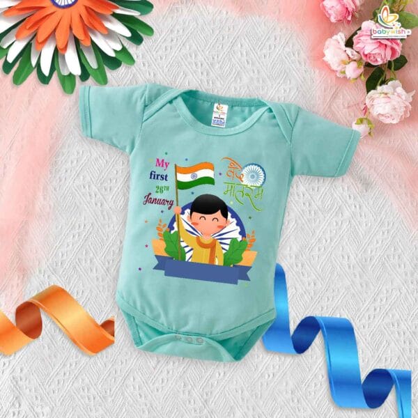 My First Republic Day Romper | My First 26th January Bodysuit | Vande Maataram Baby Outfit | Republic Day Clothes for Babies | Babywish - Image 4