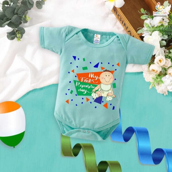 My First Republic Day Romper | Baby Print Bodysuit for 26th January | Republic Day Outfit for Infants & Toddlers | Patriotic Baby Clothes | Babywish - Image 4