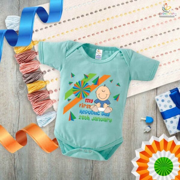 My First Republic Day Romper | 26th January Bodysuit for Babies | Patriotic Republic Day Outfit for Infants & Toddlers | Baby Clothes for National Festivals | Babywish - Image 4