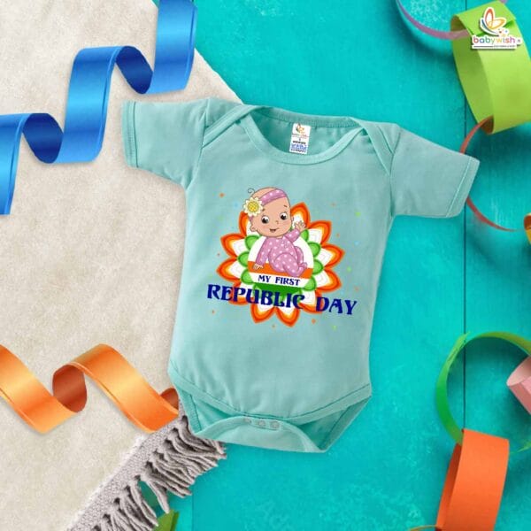 My First Republic Day Romper for Baby Girl | 26th January Bodysuit | Patriotic Outfit for Infant Girls | Republic Day Baby Clothes | Babywish - Image 4