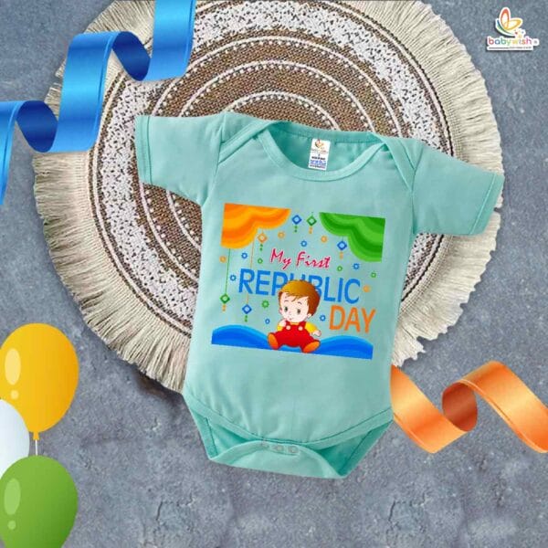 My First Republic Day Romper for Baby Boy | 26th January Bodysuit with Baby Boy Print | Patriotic Outfit for Infants | Republic Day Baby Clothes | Babywish - Image 4