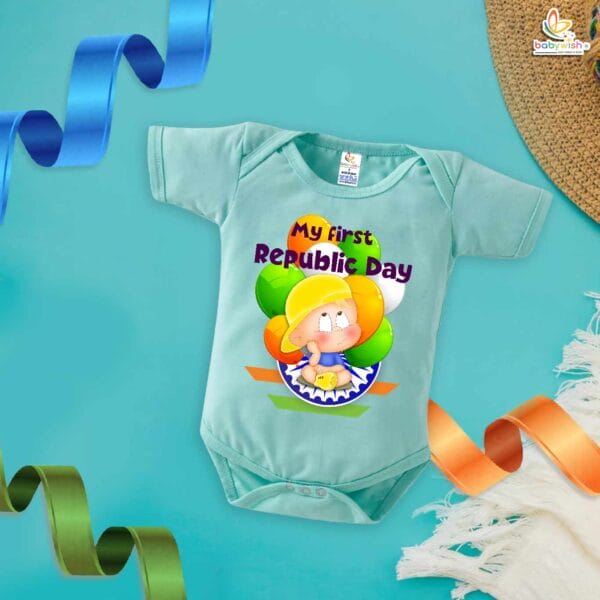 My First Republic Day Romper | Balloon Print Bodysuit for Babies | 26th January Patriotic Outfit for Infants | Republic Day Baby Clothes | Babywish - Image 4