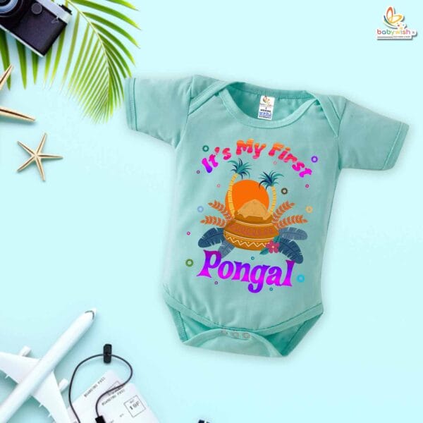 Sunrise in Pongal My First Pongal Romper – Cute Newborn & Infant Bodysuit for Pongal Celebration | Baby Pongal Outfit for Boys & Girls – Babywish - Image 4