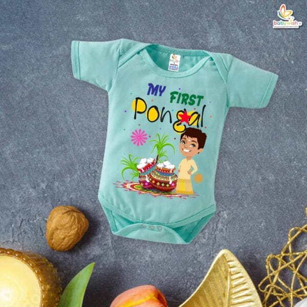 First Pongal My First Pongal Romper – Cute Newborn & Infant Bodysuit for Pongal Celebration | Baby Pongal Outfit for Boys & Girls – Babywish - Image 4