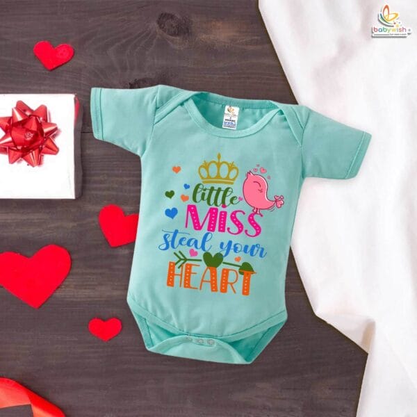 Little Miss Steal Your Heart Baby Romper – My First Valentine’s Day Bodysuit for Newborn & Infant Girls | Cute Valentine’s Day Baby Outfit | Soft Baby Clothes – Babywish - Image 4