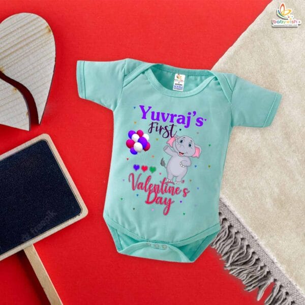 Elephant Print Baby Romper – My First Valentine’s Day Bodysuit for Newborn & Infant | Cute Valentine’s Day Baby Outfit with Elephant Design | Unisex Baby Clothes – Babywish - Image 4
