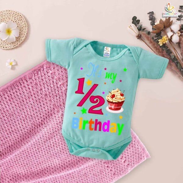 It’s My 1/2 Birthday Romper – My First Half Birthday Bodysuit for 6 Month Baby Girls – Cute Cherry Design Infant Outfit – Babywish - Image 2