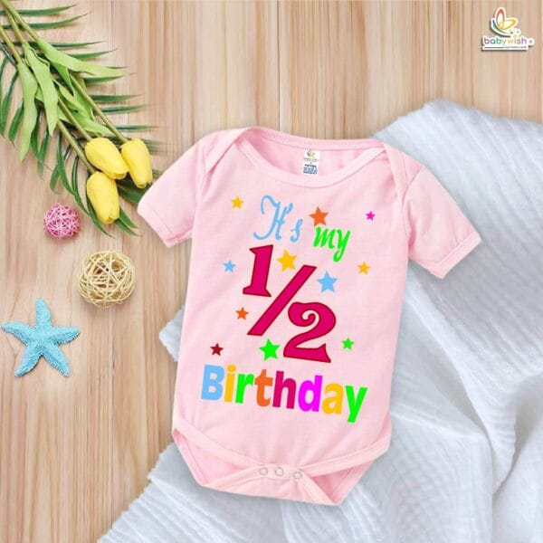 It’s My 1/2 Birthday Romper – My First Half Birthday Bodysuit for 6 Month Baby Boys & Girls – Cute Star Design Infant Outfit – Babywish - Image 3