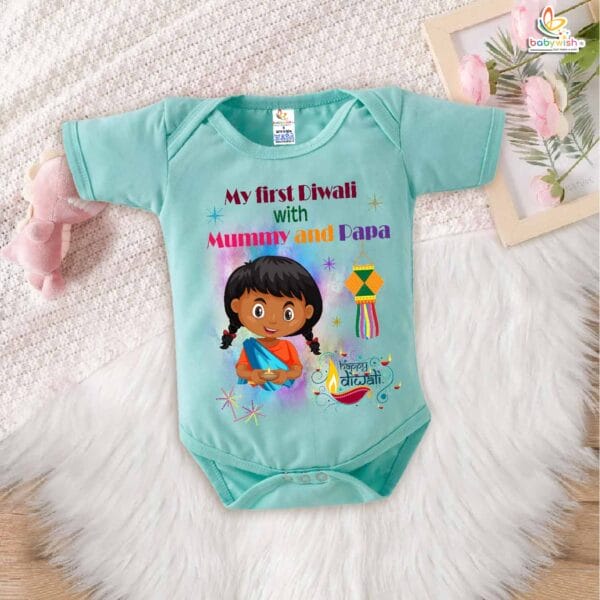 Babywish Baby Diwali Romper Bodysuit My First Diwali My First Diwali Festival - Image 4