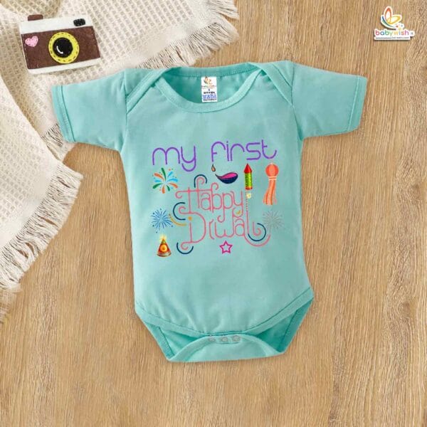 Babywish Baby Diwali Romper Bodysuit My First Diwali My First Happy Diwali Celebrations - Image 4