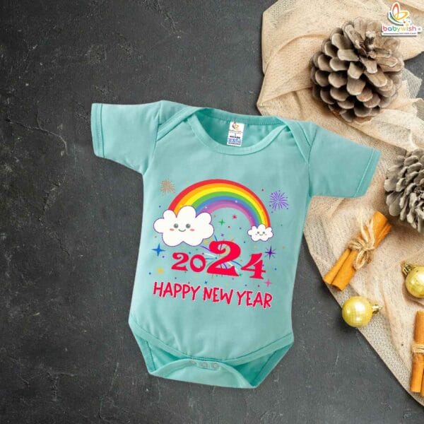 Babywish New Year Romper Clothes My First New Year Bodysuits Happy New Year 2024 Rainbow Print - Image 2
