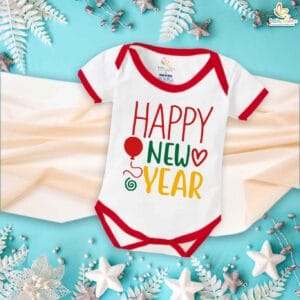 Babywish New Year Romper Clothes My First New Year Bodysuits Heart & Balloon Print New Year