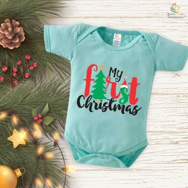 Babywish Christmas Romper Clothes My First Merry Christmas Bodysuits First Christmas day theme Design - Image 2