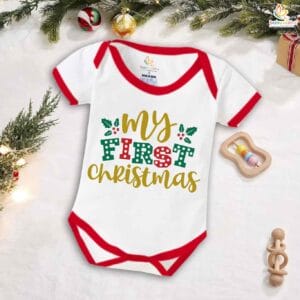Babywish Christmas Romper Clothes My First Merry Christmas Bodysuits My First Greenary Christmas Print