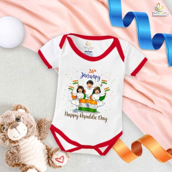 My First Republic Day Romper | 26th January Happy Republic Day Bodysuit | Group Dance Baby Outfit | Patriotic Baby Clothes | Babywish
