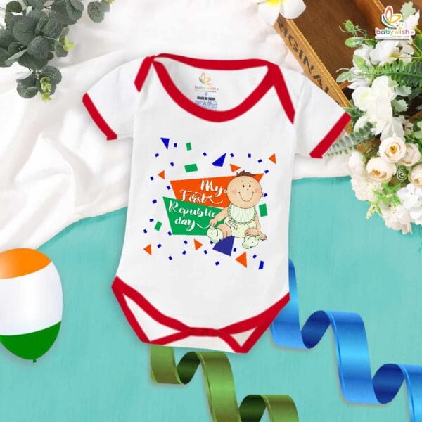 My First Republic Day Romper | Baby Print Bodysuit for 26th January | Republic Day Outfit for Infants & Toddlers | Patriotic Baby Clothes | Babywish