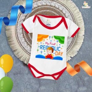 My First Republic Day Romper for Baby Boy | 26th January Bodysuit with Baby Boy Print | Patriotic Outfit for Infants | Republic Day Baby Clothes | Babywish