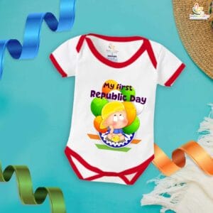 My First Republic Day Romper | Balloon Print Bodysuit for Babies | 26th January Patriotic Outfit for Infants | Republic Day Baby Clothes | Babywish