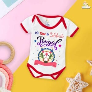 Babywish Pongal Romper – My First Pongal Bodysuit | Pongal Cow Print Design for Baby Boys & Girls – Babywish