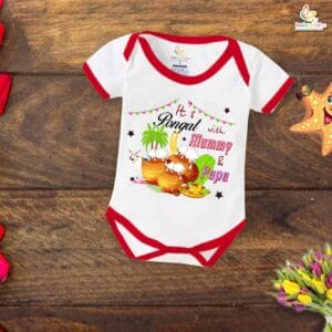 It's Pongal With Mummy Papa My First Pongal Romper – Cute Newborn & Infant Bodysuit for Pongal | Baby Pongal Celebration Outfit for Boys & Girls – Babywish