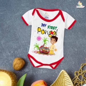 First Pongal My First Pongal Romper – Cute Newborn & Infant Bodysuit for Pongal Celebration | Baby Pongal Outfit for Boys & Girls – Babywish