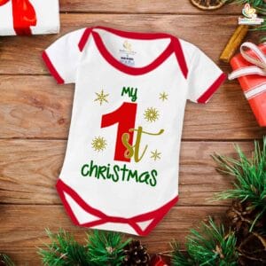 Babywish Christmas Romper Clothes My First Merry Christmas Bodysuits First Christmas Floral Theme
