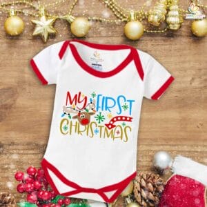 Babywish Christmas Romper Clothes My First Merry Christmas Bodysuits My First Christmas Floral Theme
