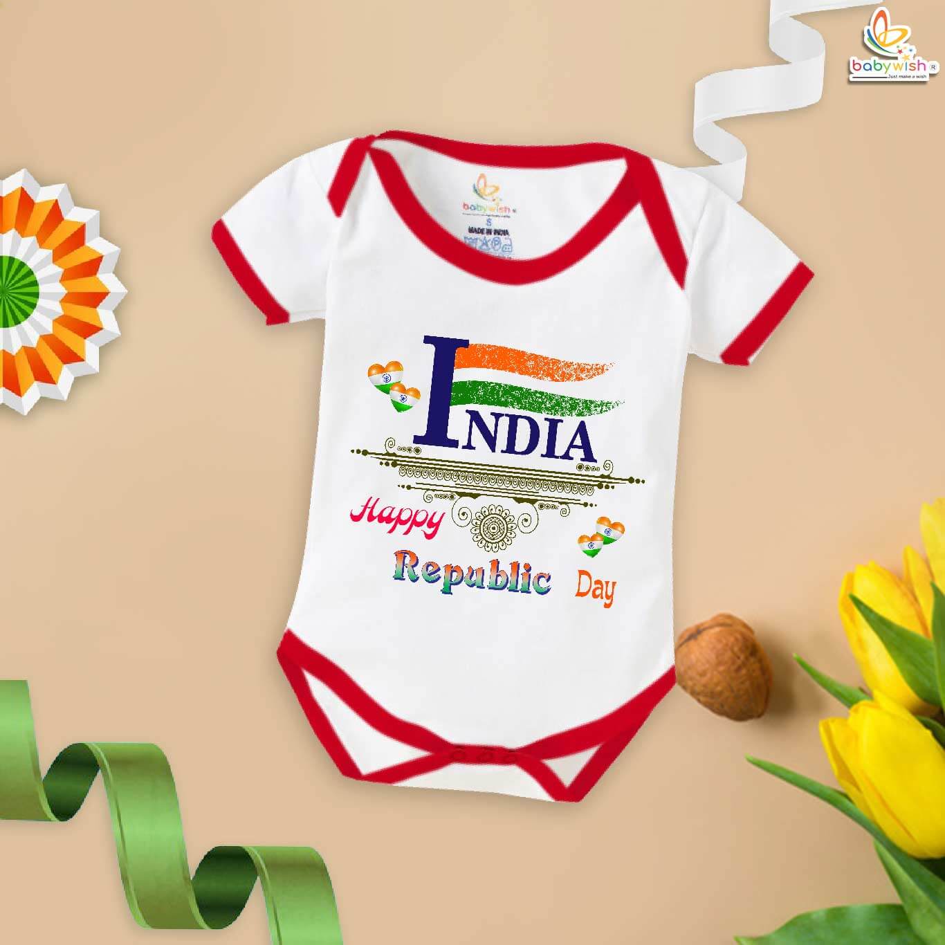 My First Republic Day Romper | Happy Republic Day India Baby Bodysuit | 26th January Outfit for Boys & Girls – Babywish