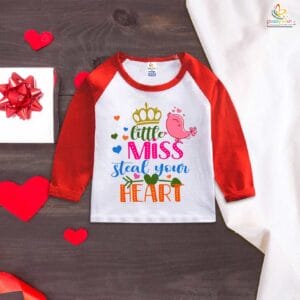 My First Valentine’s Day Full Sleeve Baby T-Shirt – “Little Miss Steal Your Heart” Design | Babywish